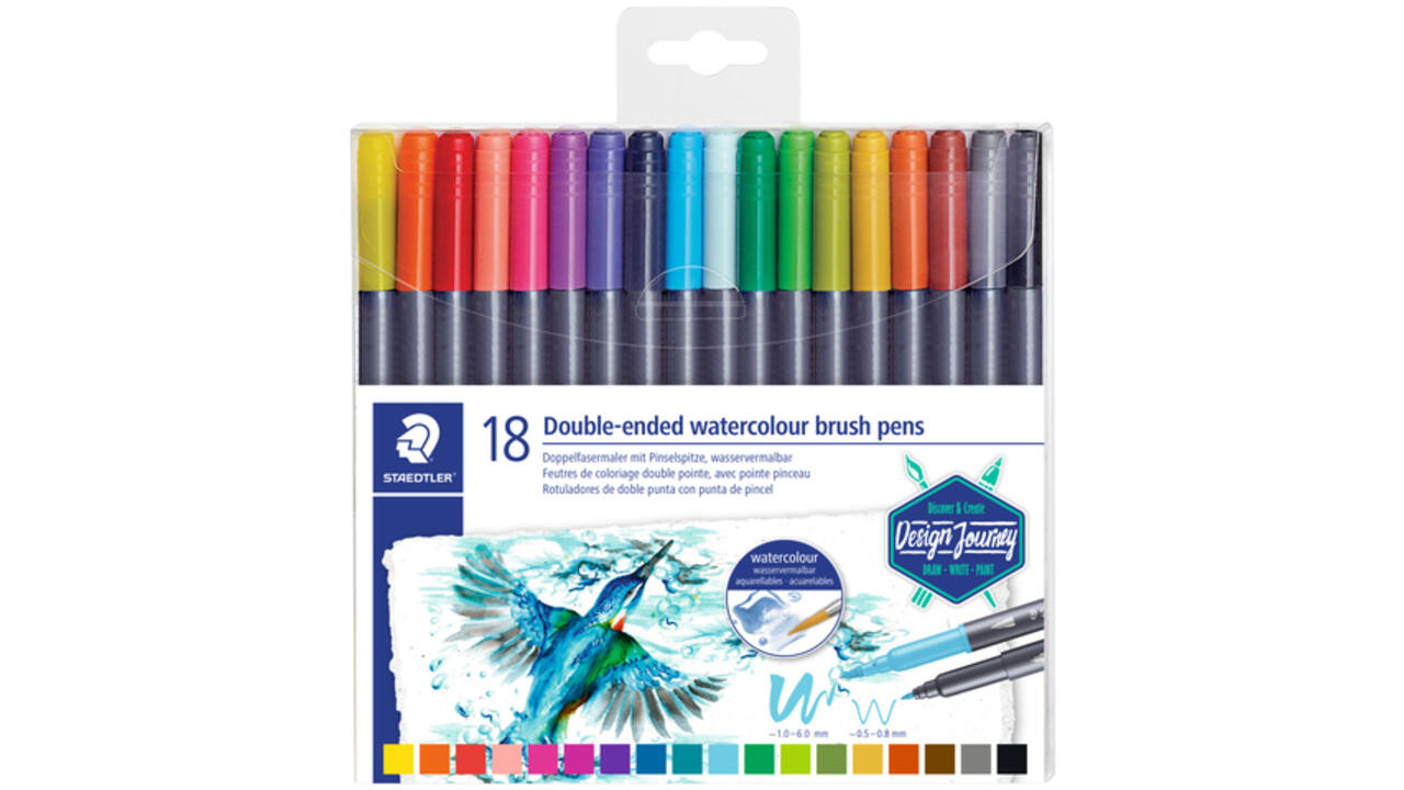 Brushpen Staedtler 3001 Marsgraphic duo 0.5-6mm blister à 18st ass