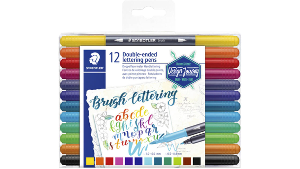 Brushpen Staedtler 3004 lettering duo 0.5-6mm blister à 12st ass