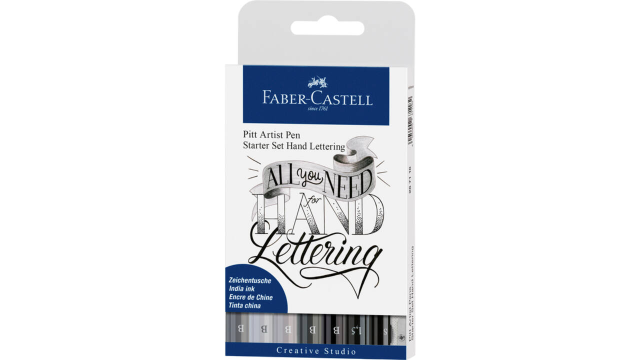 Tekenstift Faber-Castell Pitt Artist handlettering startset etui à 8 stuks
