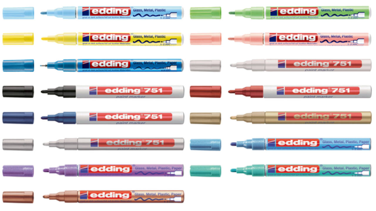 Viltstift edding 751 lakmarker rond 1-2mm metallic blauw