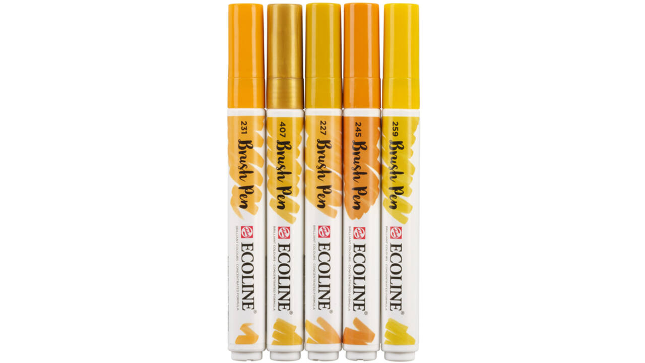 Brushpen Talens Ecoline set-aarde blister à 5 stuks ass