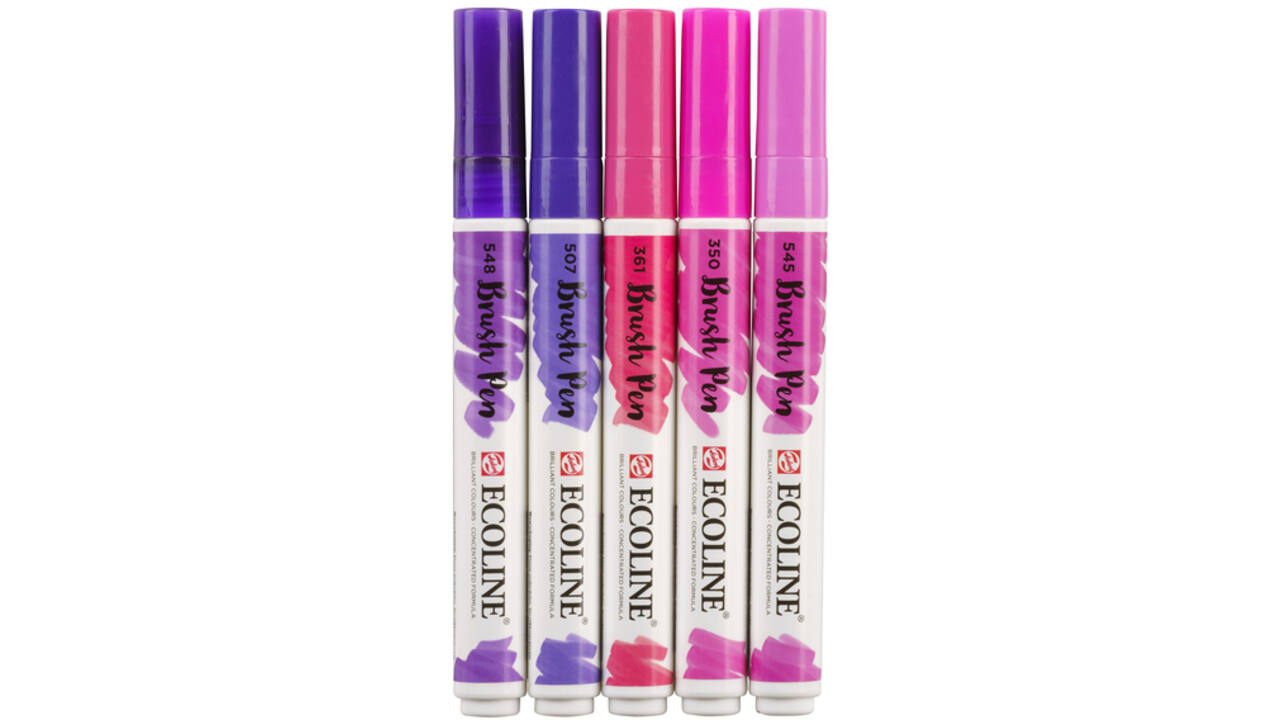 Brushpen Talens Ecoline set-violet blister à 5 stuks ass