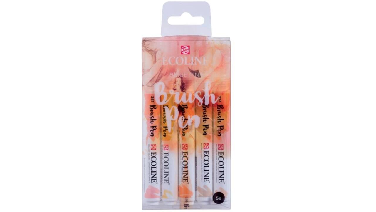 Brushpen Talens Ecoline set-beigeroze blister à 5 stuks ass