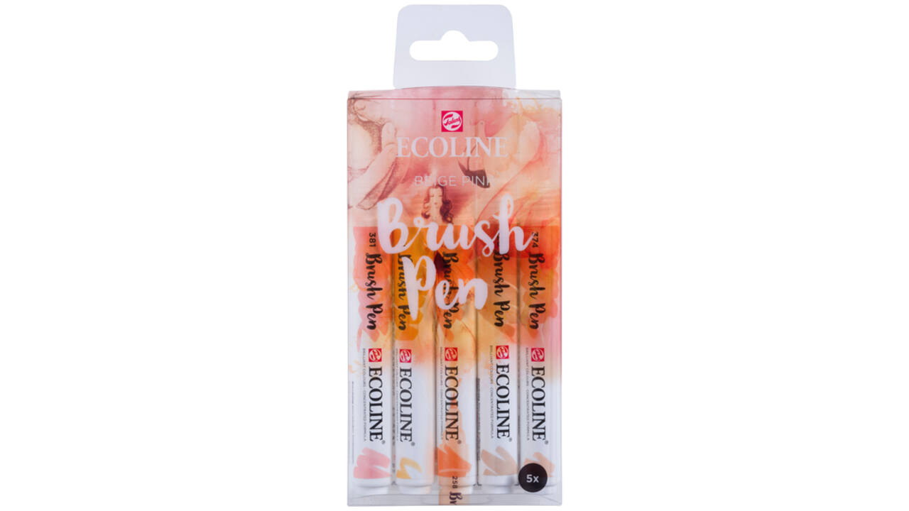 Brushpen Talens Ecoline set-beigeroze blister à 5 stuks ass