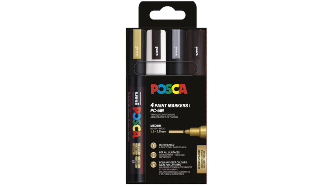 Verfstift Posca PC5M medium assorti set à 4 stuks