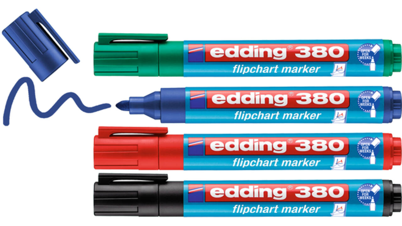 Viltstift edding 380 flipover rond 1.5-3mm assorti set à 4 stuks