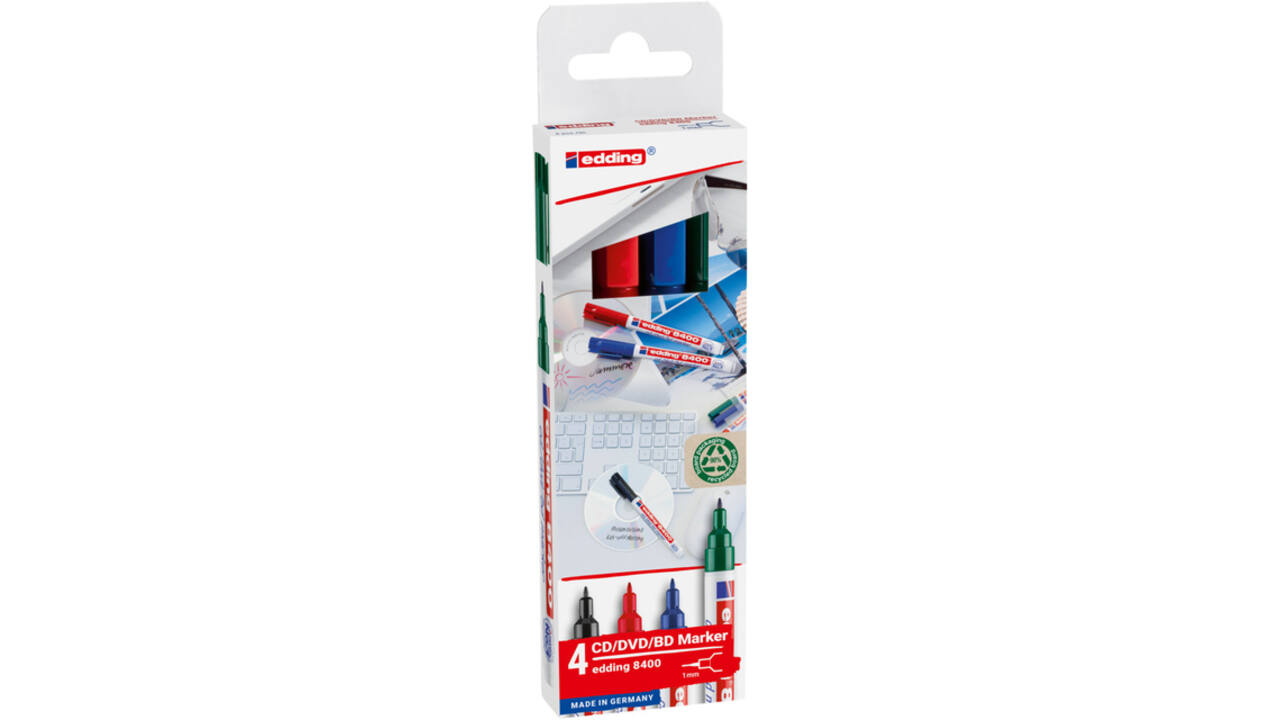 Cd marker edding 8400 rond 0.5-1.0mm assorti etui à 4 stuks