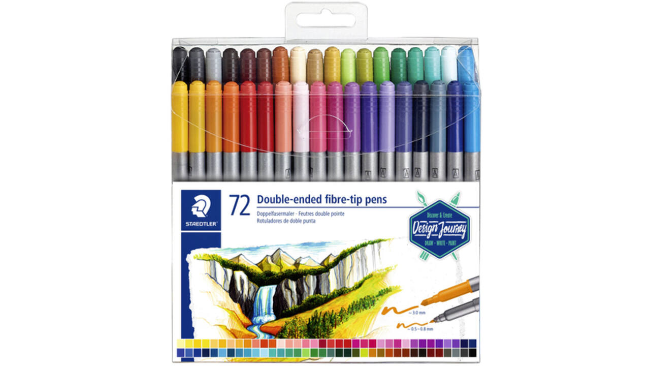 Kleurstift Staedtler dubbele punt fijn en ultrafijn etui à 72 kleuren
