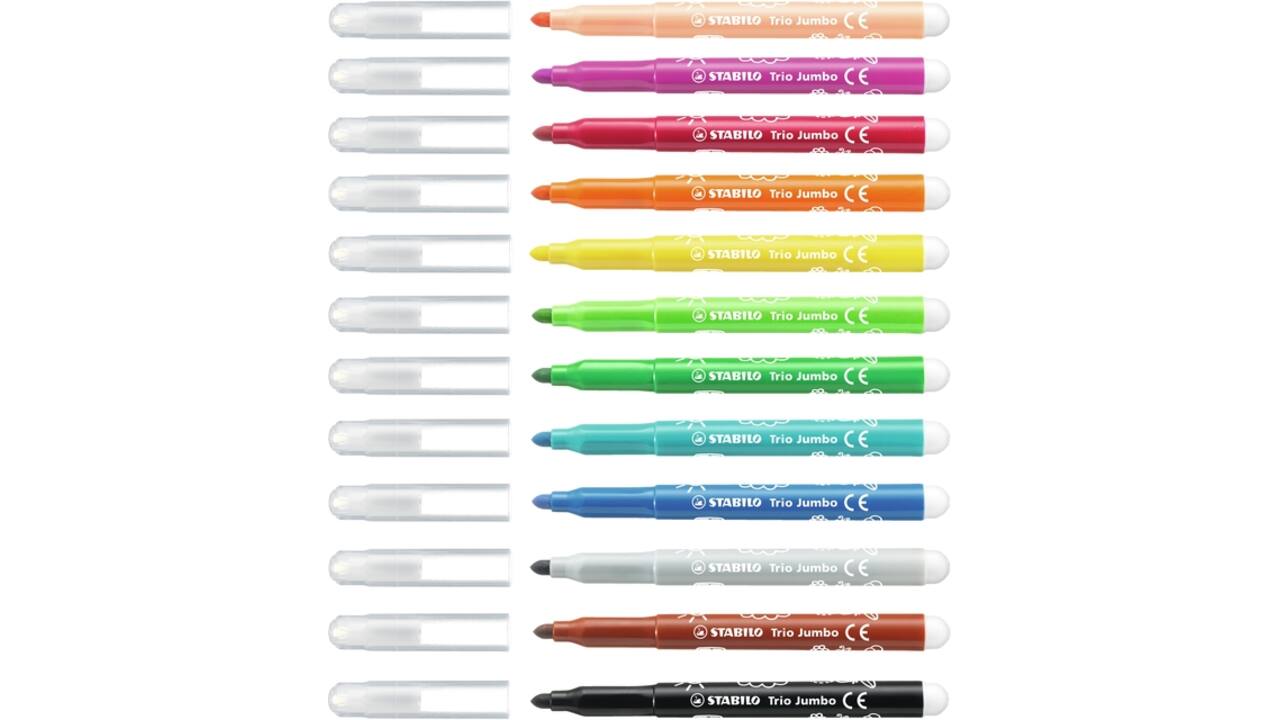 Viltstift STABILO Trio Jumbo 380/12 extra large assorti etui à 12 stuks
