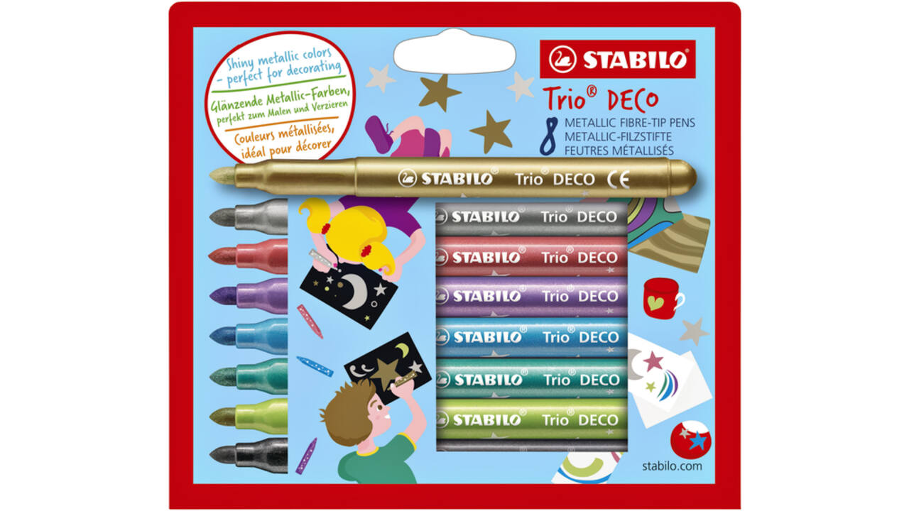 Viltstift STABILO Trio deco metallic assorti etui à 8 stuks