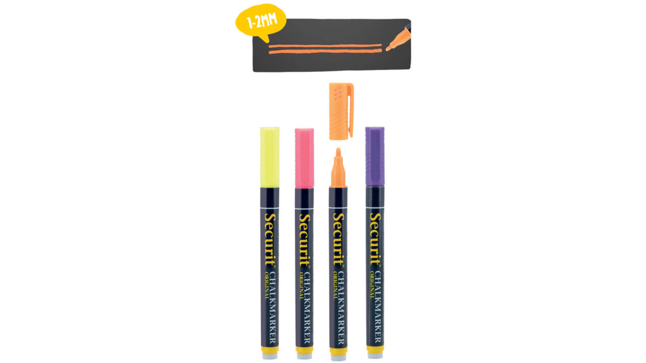 Krijtstift Securit SMA-100 rond ass 1-2mm blister à 4st