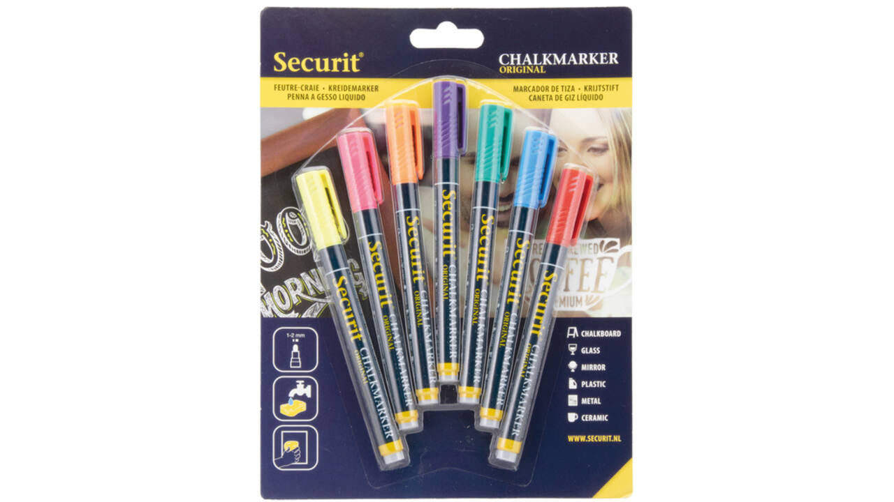 Krijtstift Securit SMA-100 rond ass 1-2mm blister à 7st