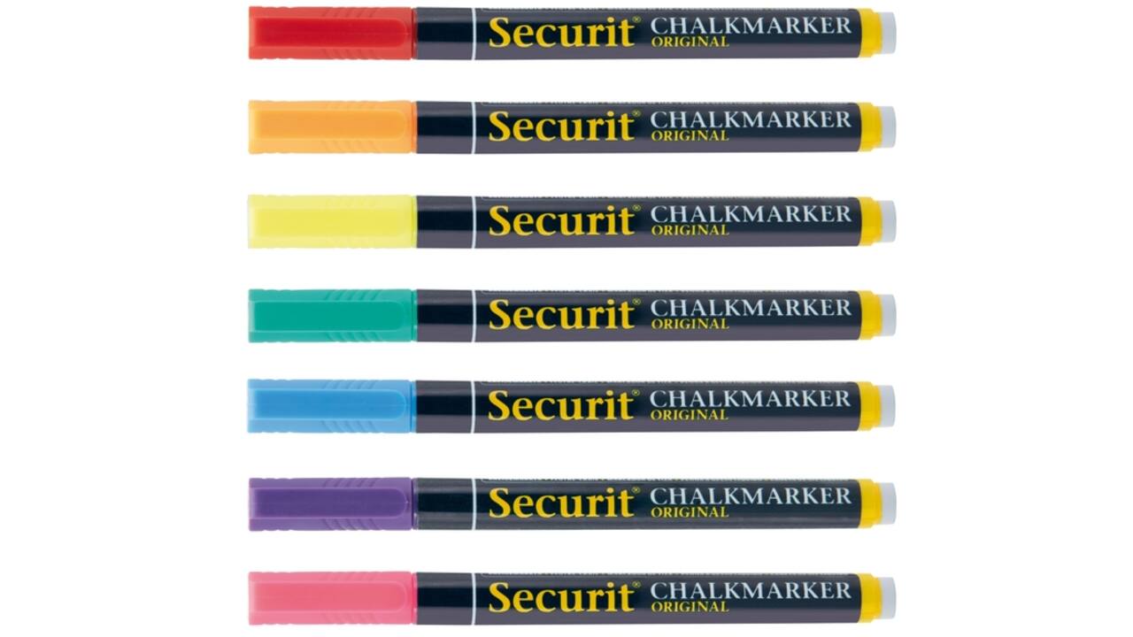 Krijtstift Securit SMA-100 rond ass 1-2mm blister à 7st