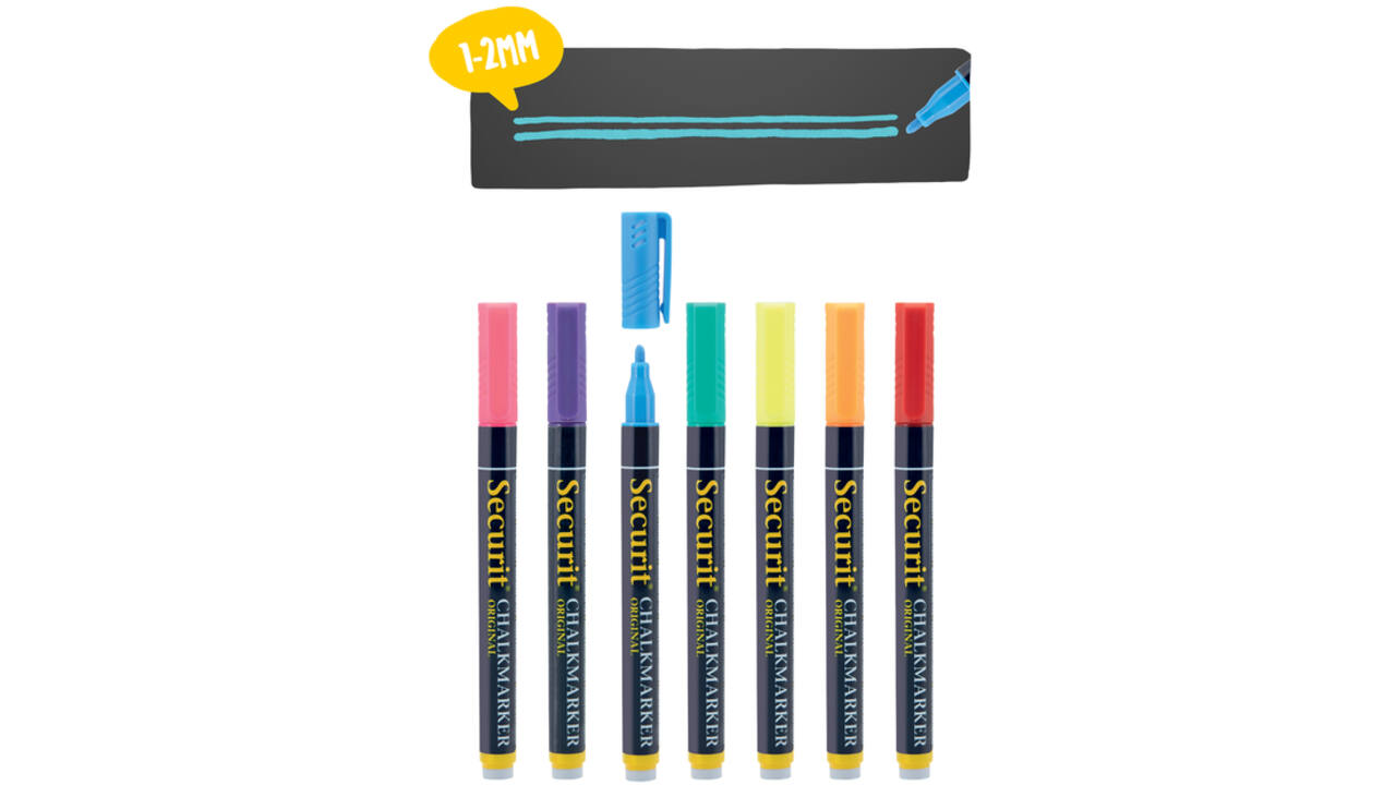 Krijtstift Securit SMA-100 rond ass 1-2mm blister à 7st