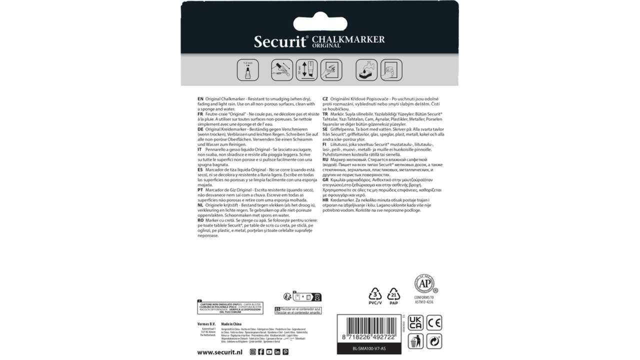 Krijtstift Securit SMA-100 rond ass 1-2mm blister à 7st
