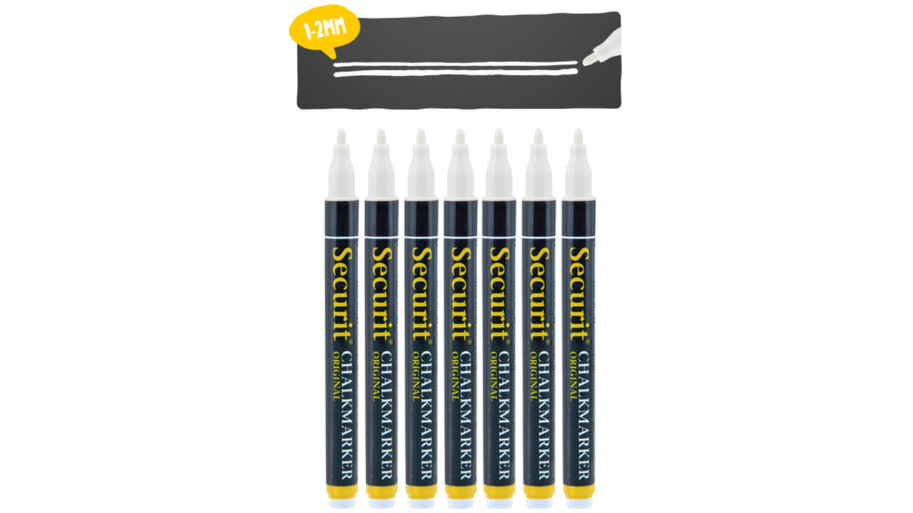 Krijtstift Securit SMA-100 rond wit 1-2mm blister à 7st