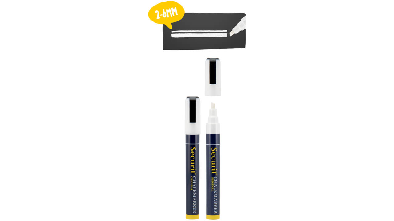 Krijtstift Securit SMA-510 schuin wit 2-6mm blister à 2st