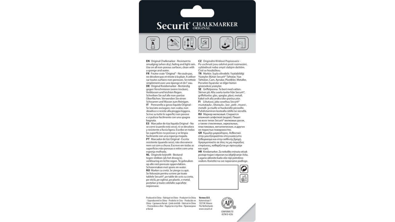 Krijtstift Securit SMA-510 schuin wit 2-6mm blister à 2st