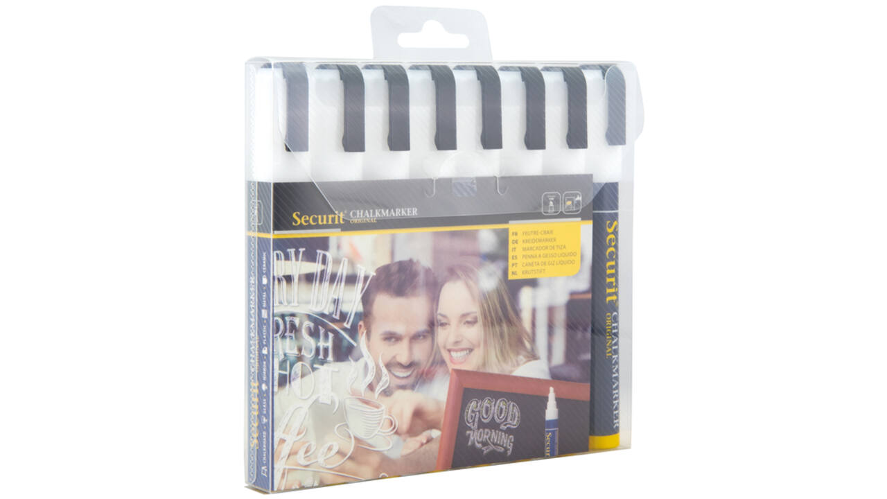Krijtstift Securit SMA-510 schuin wit 2-6mm blister à 8st