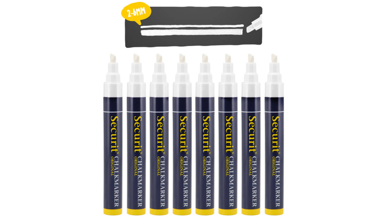 Krijtstift Securit SMA-510 schuin wit 2-6mm blister à 8st