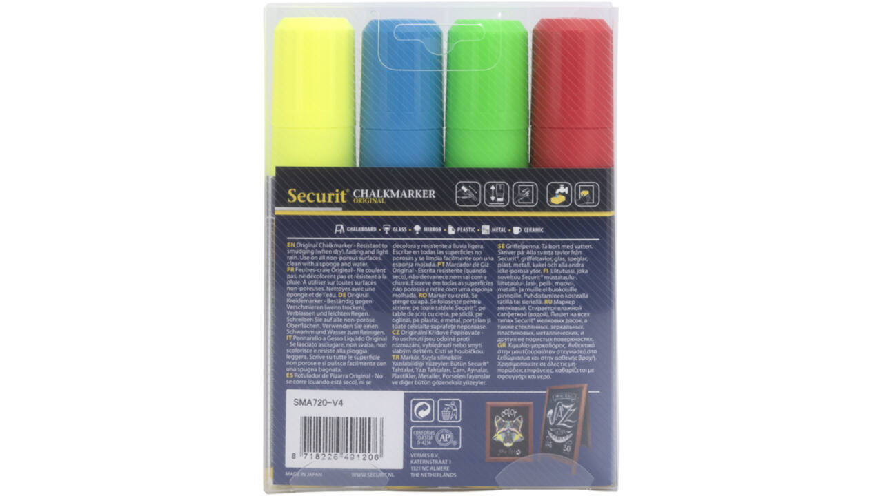 Krijtstift Securit SMA-720 blok ass 7-15mm blister à 4st