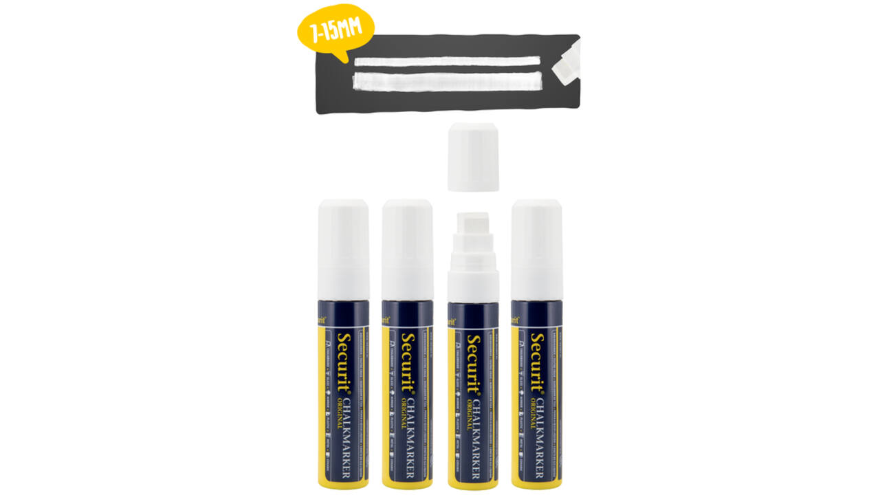 Krijtstift Securit SMA-720 blok wit 7-15mm blister à 4st