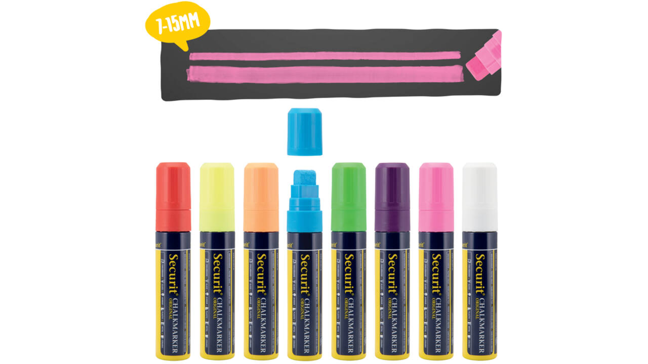 Krijtstift Securit SMA-720 blok ass 7-15mm blister à 8st