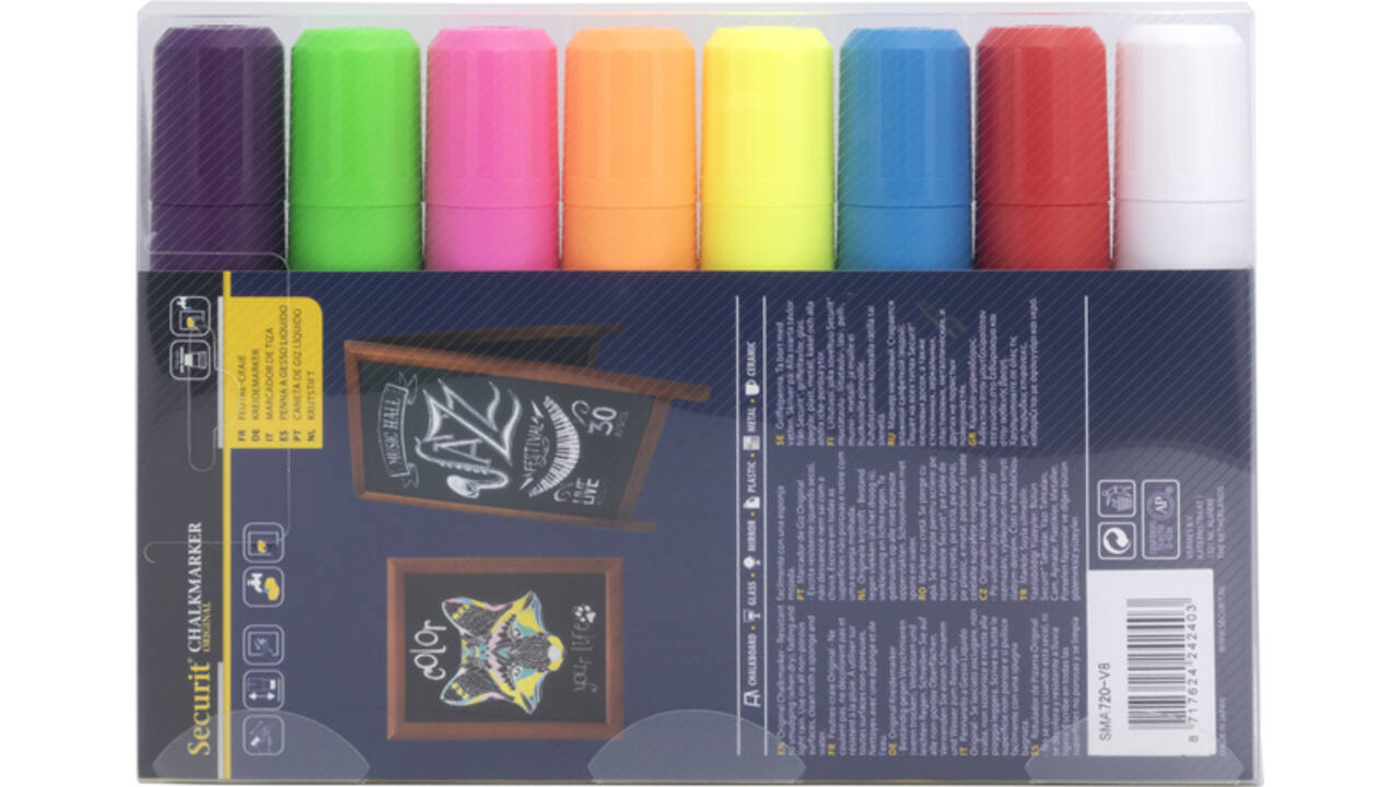 Krijtstift Securit SMA-720 blok ass 7-15mm blister à 8st