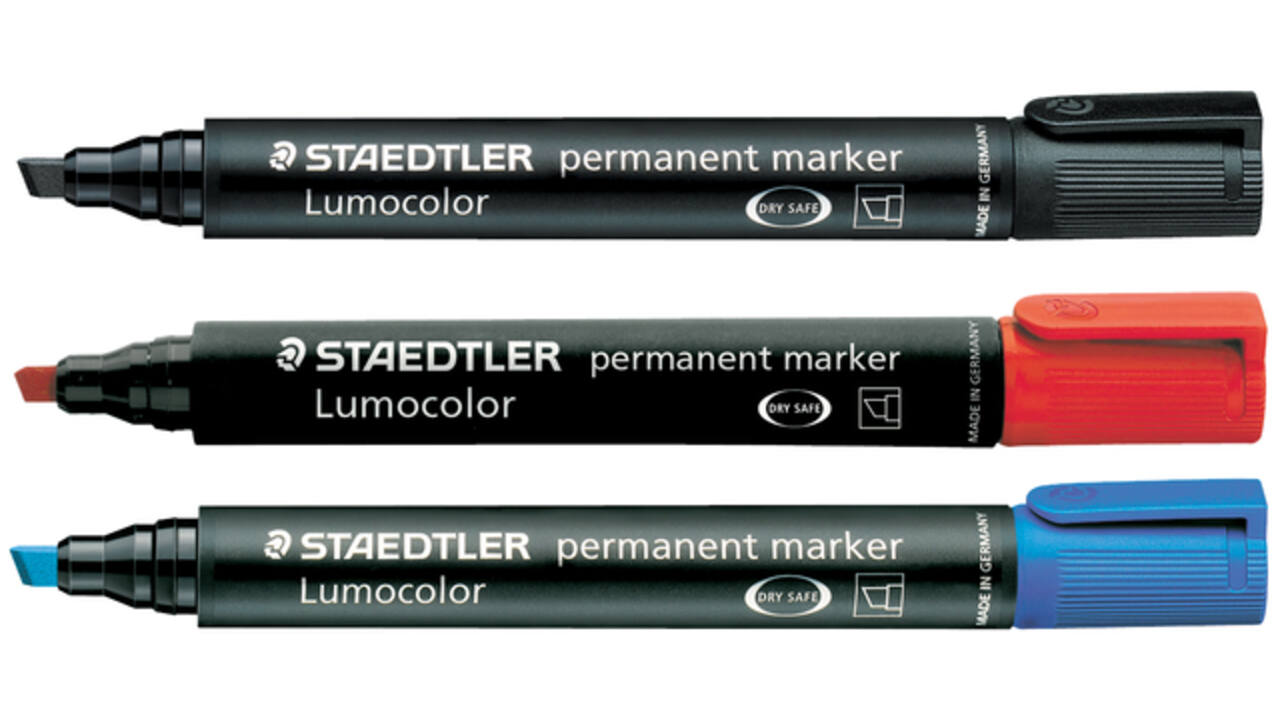 Viltstift Staedtler Lumocolor 350 permanent schuin blauw