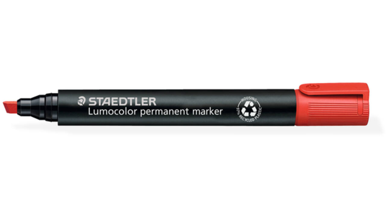 Viltstift Staedtler Lumocolor 350 permanent schuin rood