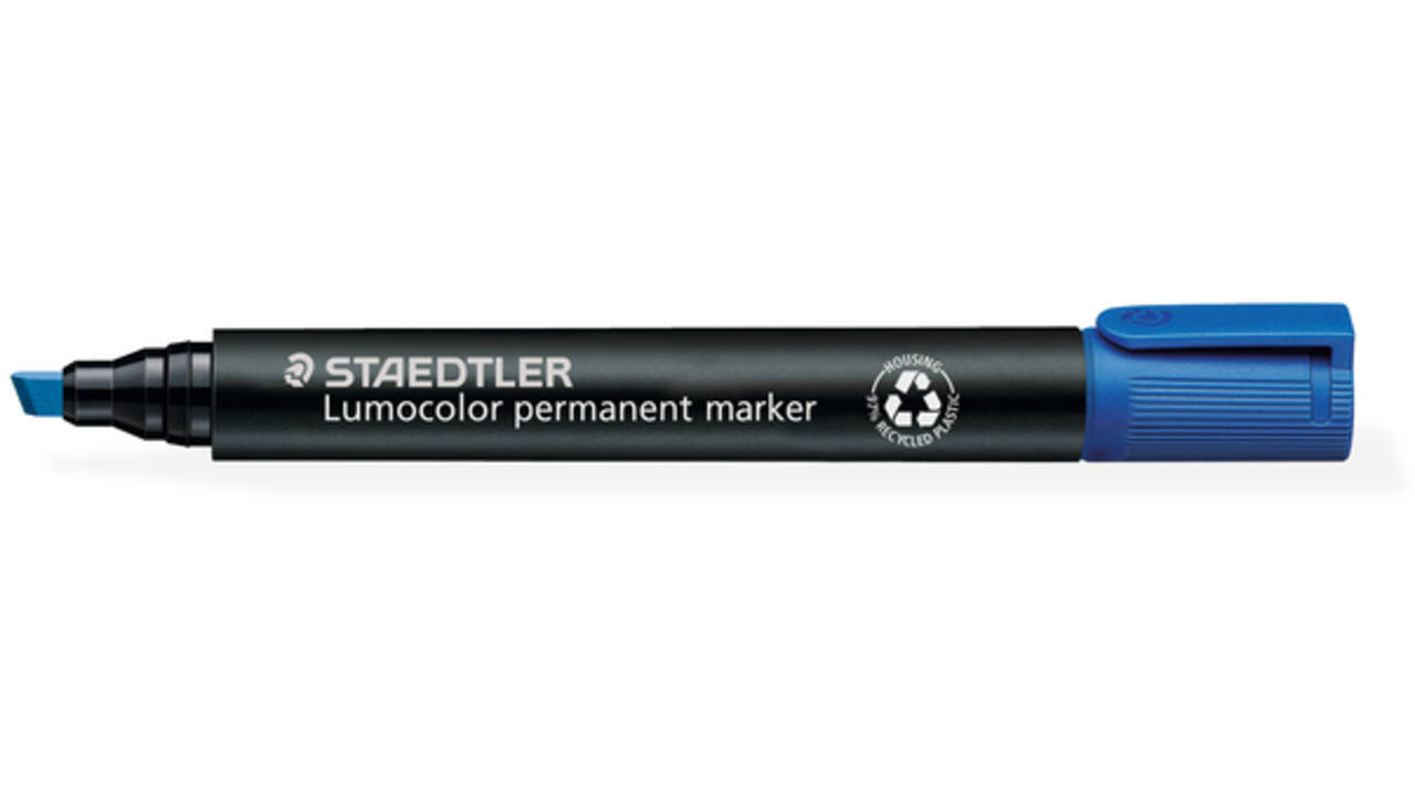 Viltstift Staedtler Lumocolor 350 permanent schuin blauw