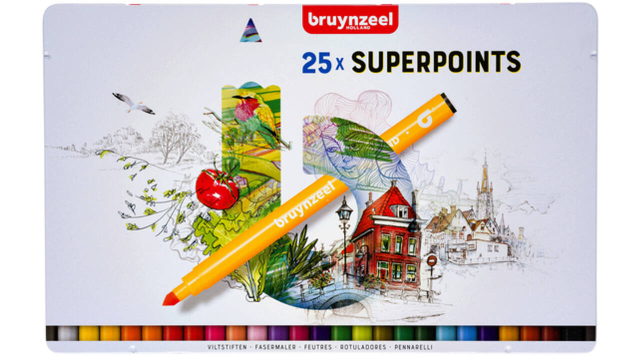 Viltstift Bruynzeel Expression super points blik à 25 stuks assorti