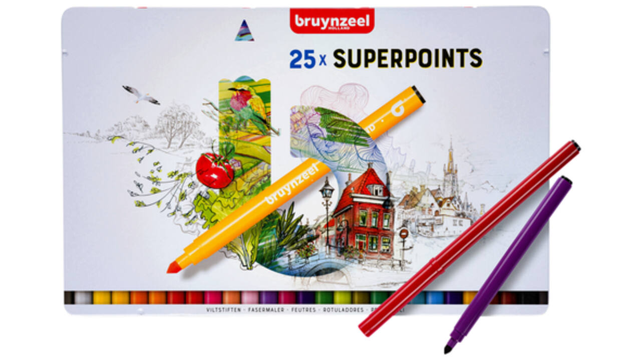 Viltstift Bruynzeel Expression super points blik à 25 stuks assorti