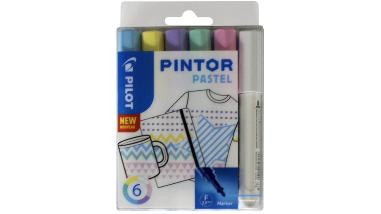 Verfstift Pilot Pintor pastel fijn assorti etui à 6 stuks