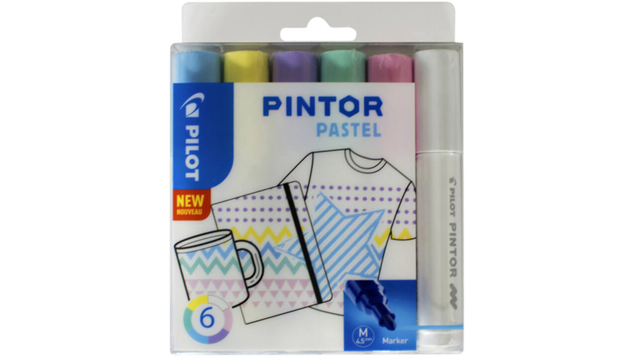 Verfstift Pilot Pintor pastel medium assorti etui à 6 stuks