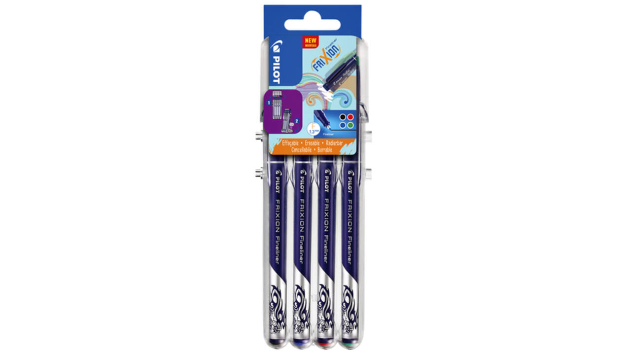 Fineliner Pilot friXion fijn assorti etui à 4 stuks