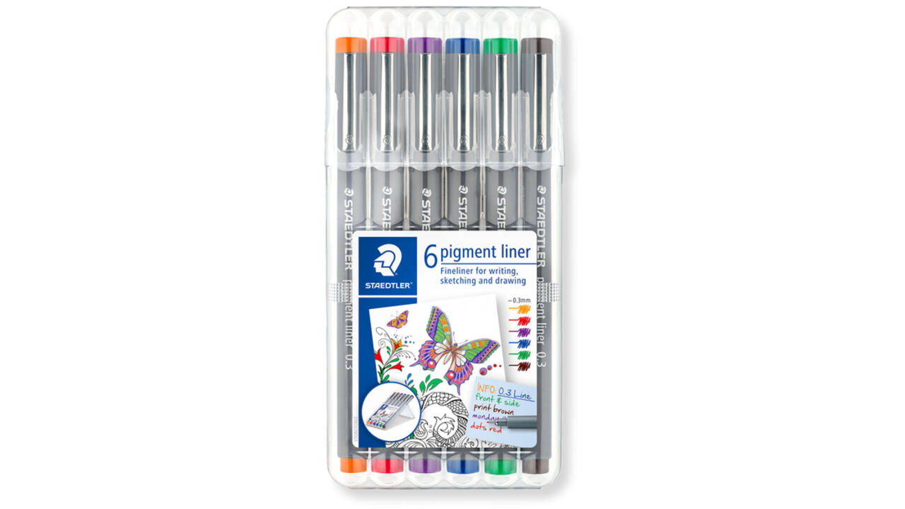 Fineliner Staedtler Pigment 308 0.3mm set à 6st assorti