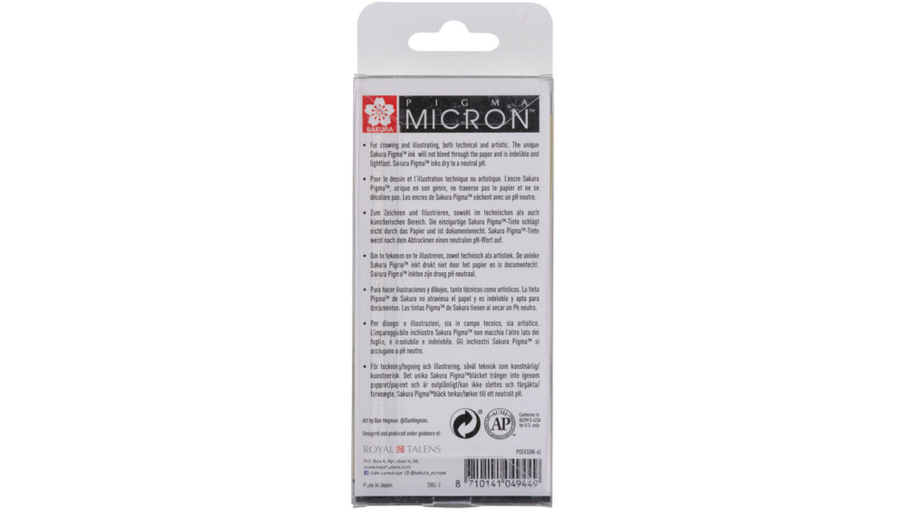 Fineliner Sakura pigma micron set 6stuks zwart