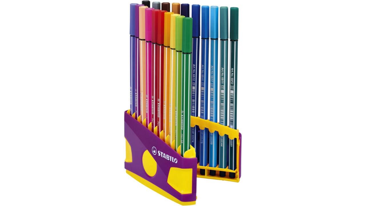 Viltstift STABILO Pen 68/20 ColorParade in antr/roze etui M ass 20st
