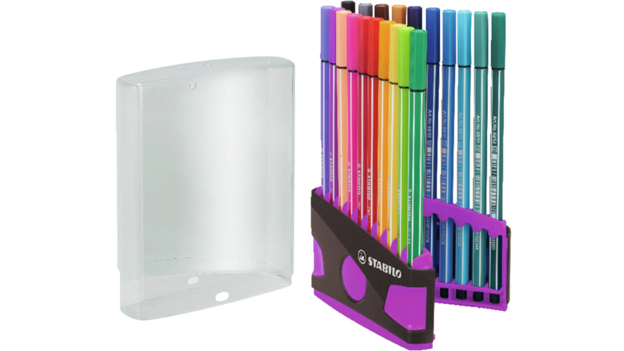 Viltstift STABILO Pen 68/20 ColorParade in antr/roze etui M ass 20st