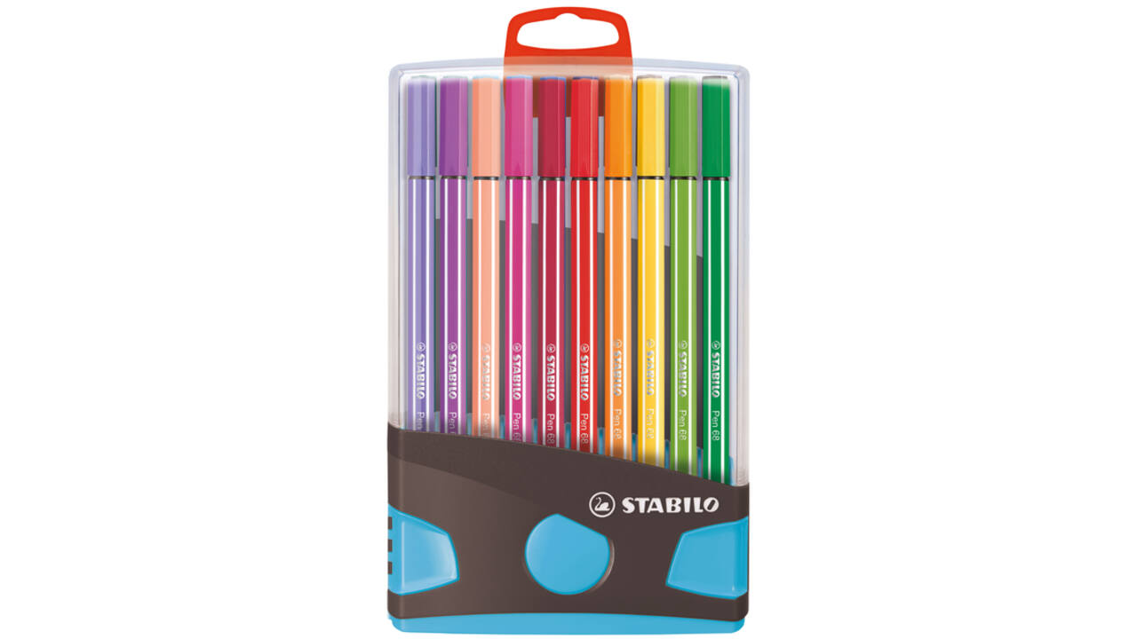 Viltstift STABILO Pen 68/20 ColorParade in antr/turq etui M ass 20st
