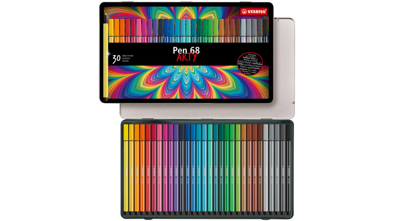 Viltstift STABILO Pen 68/30 Arty medium assorti blik à 30 stuks