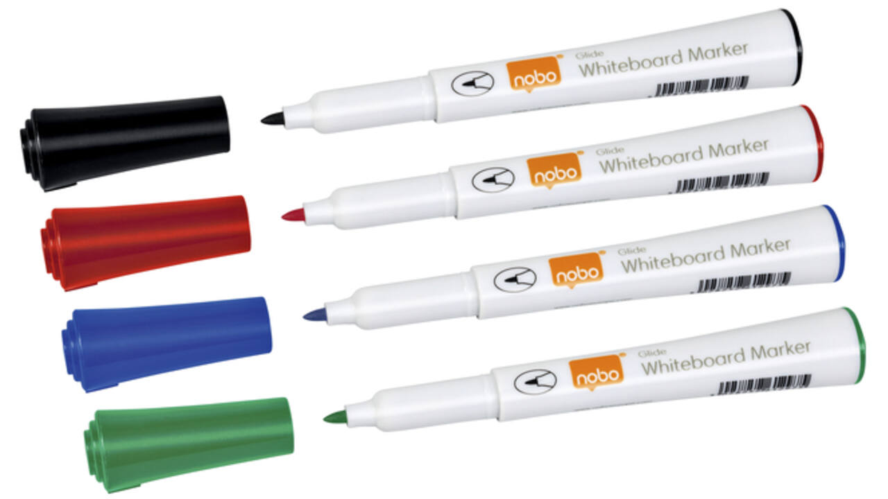Viltstift Nobo whiteboard Glide rond assorti 1mm 4st
