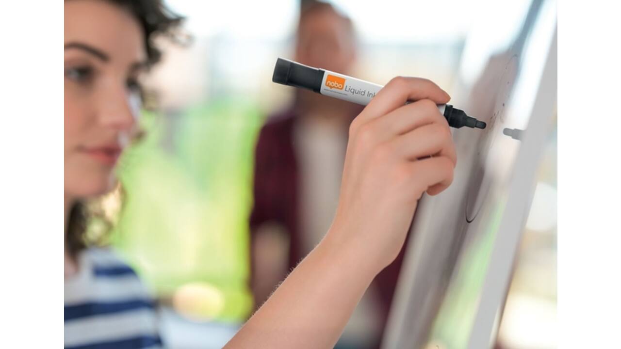 Viltstift Nobo whiteboard Liquid ink rond assorti 3mm 4st