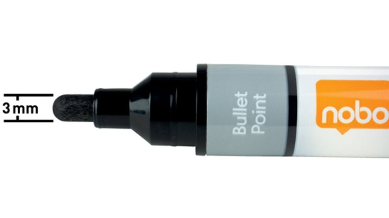 Viltstift Nobo whiteboard Liquid ink rond assorti 3mm 4st