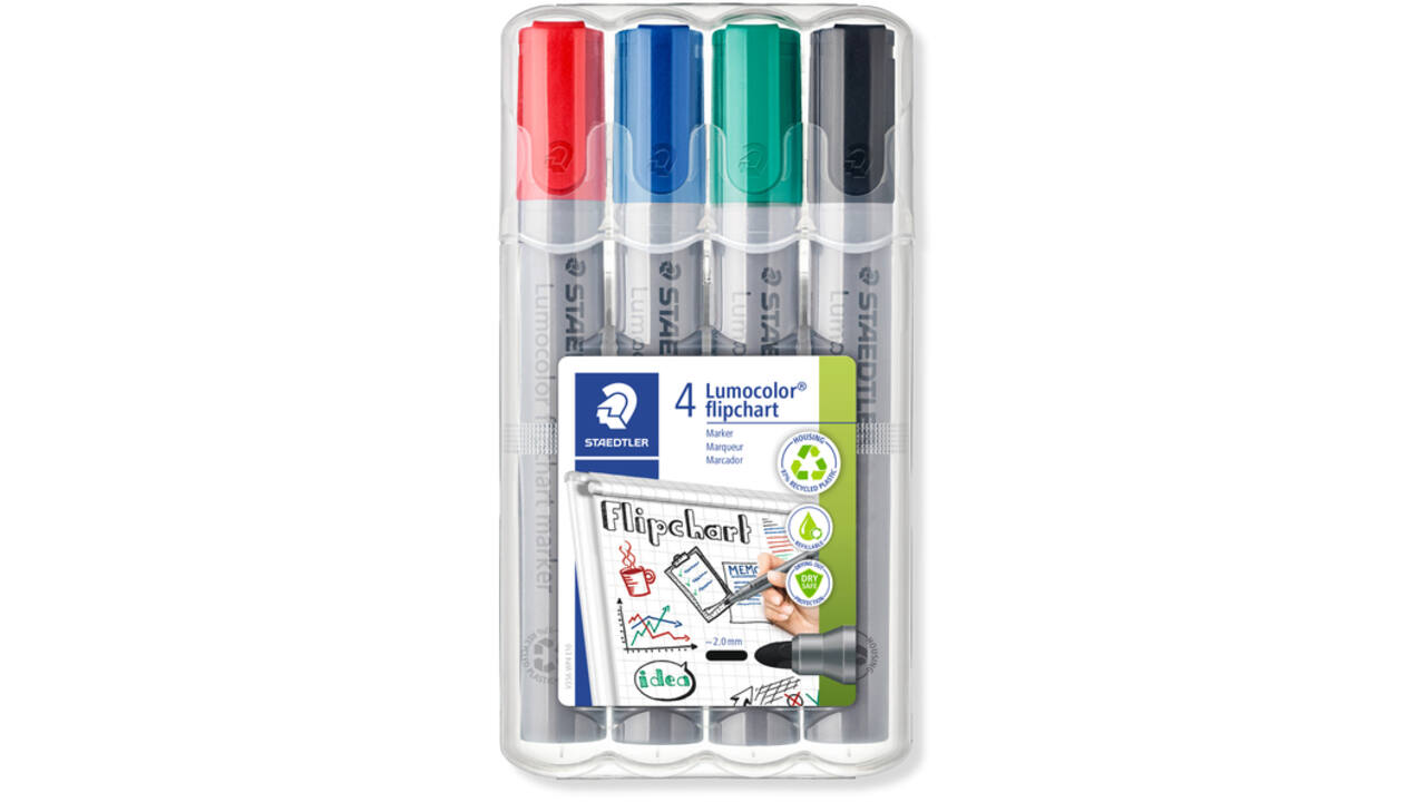 Viltstift Staedtler 356 voor flipover rond 2mm 4 stuks assor