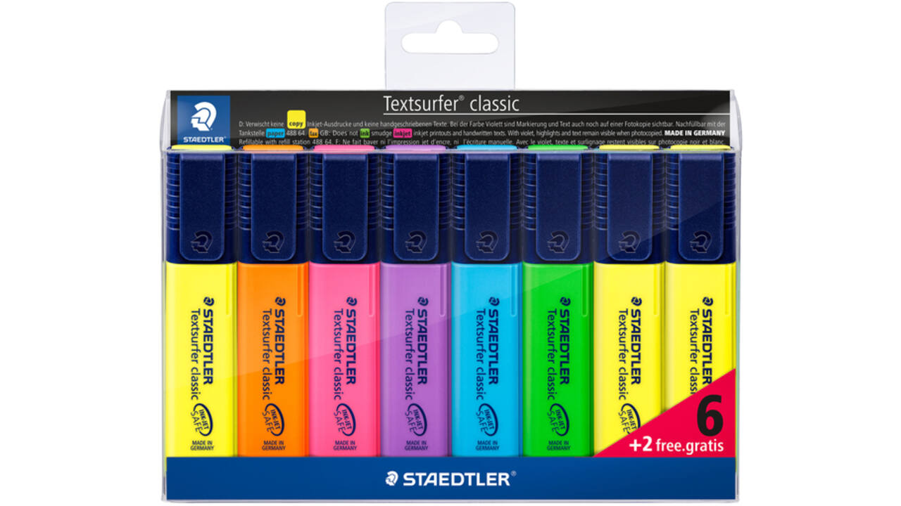 Markeerstift Staedtler 364 Textsurfer set à 6 stuks assorti + 2 geel gratis