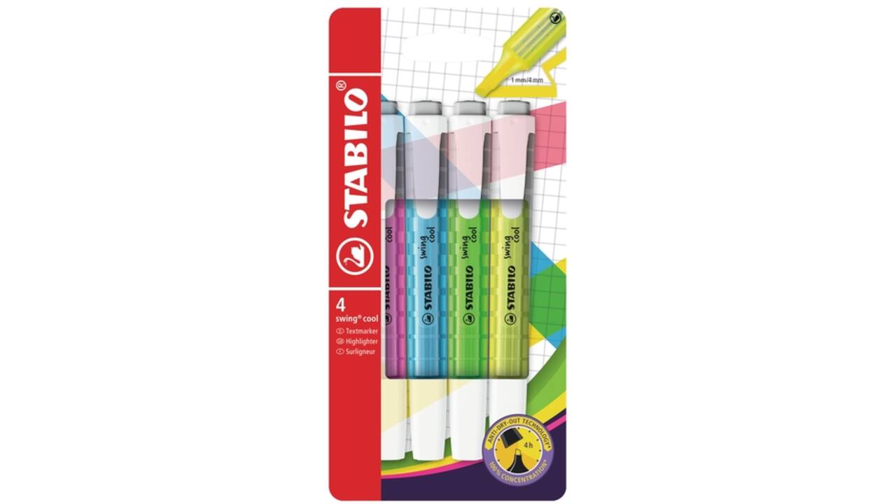 Markeerstift STABILO Swing cool 275/4 assorti etui à 4 stuks