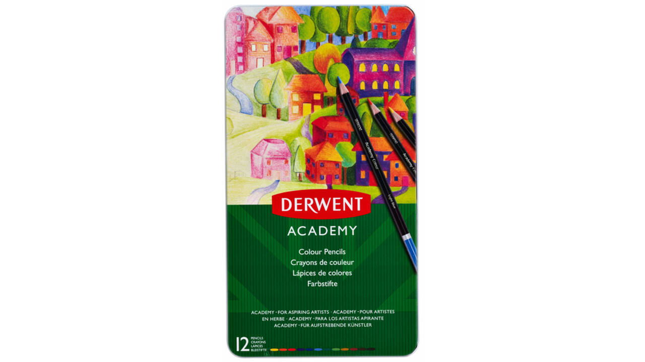 Kleurpotloden Derwent Academy blik à 12 stuks assorti