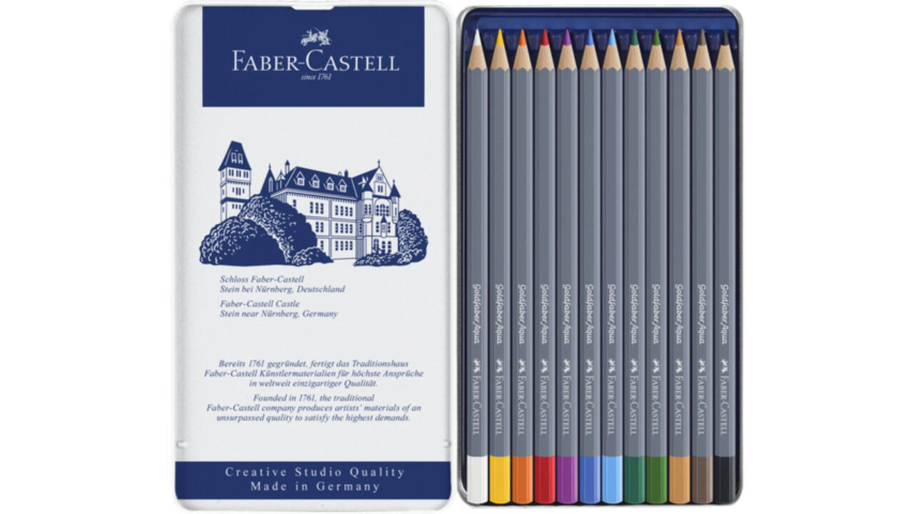 Kleurpotloden Faber-Castell Goldfaber aquarel assorti blik à 12 stuks